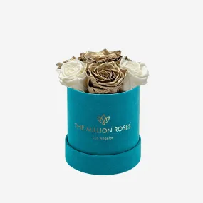 Basic Dark Green Suede Box | White & Gold Roses