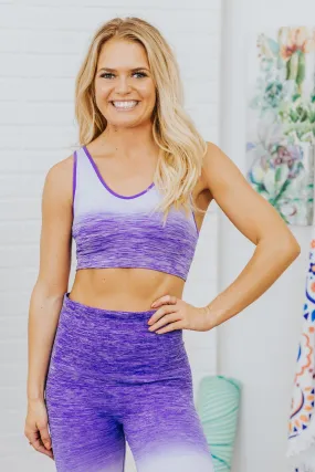 Changing My Ways Tie Dye Criss Cross Sports Bra in Purple