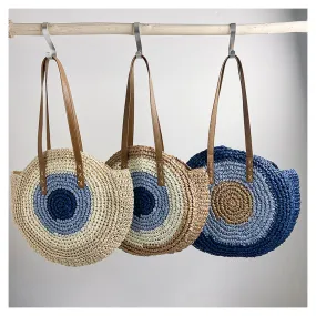 Elena Handbags Boho Round Beach Straw Tote