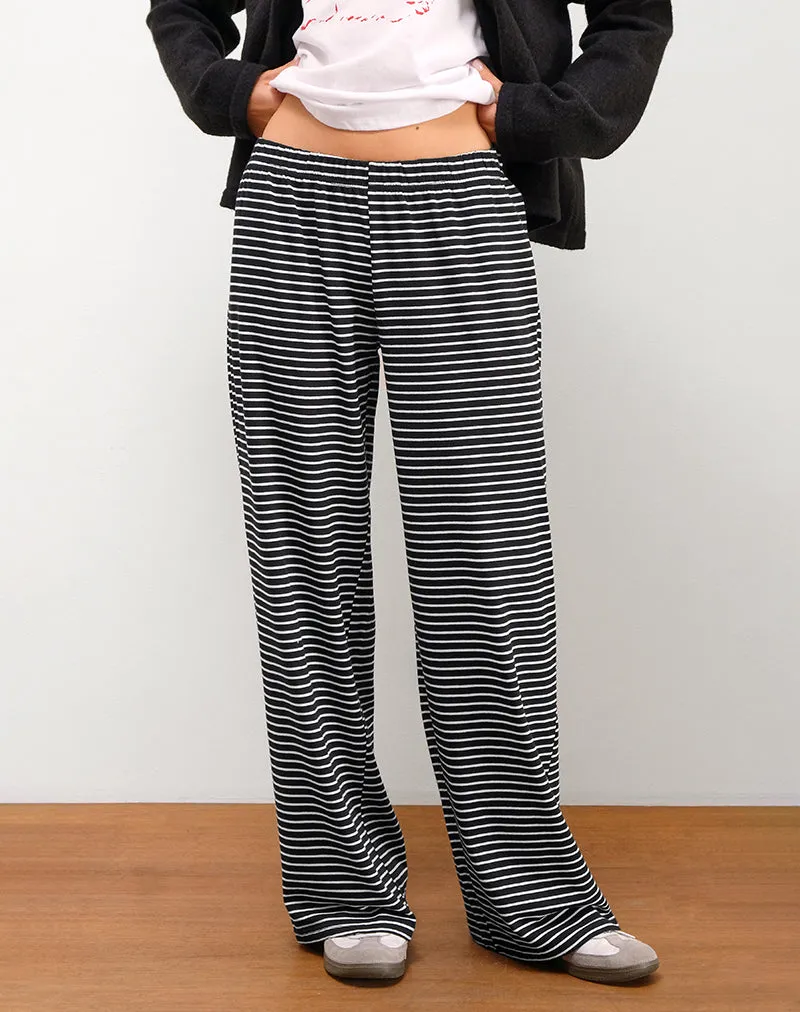 Eunice Trouser in Black and White Stripe