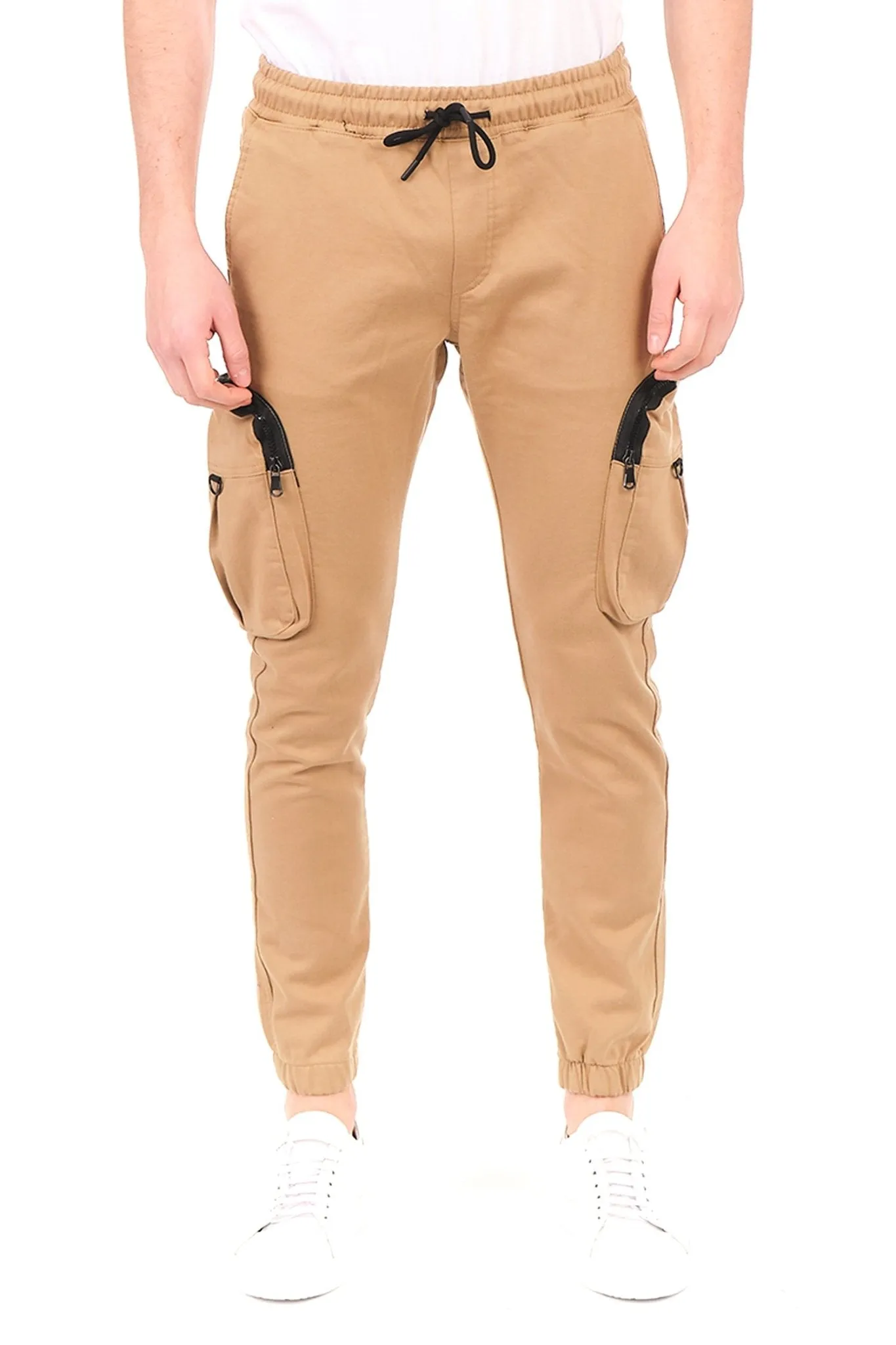 Exaggerated Cargo Sweatpants  - Beige