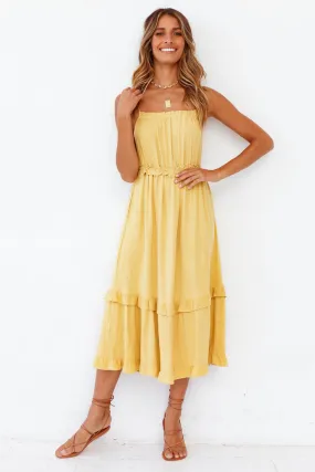 Honeycomb Midi Dress Yellow