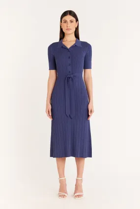 Knit Polo Dress - Indigo