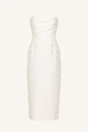 Lowre Strapless Dress in Check Ivory Tweed