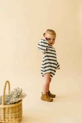 Organic Bubble Romper | Slate Stripes