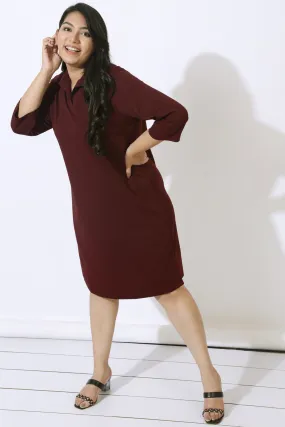 Plus Size Wine Polo Dress