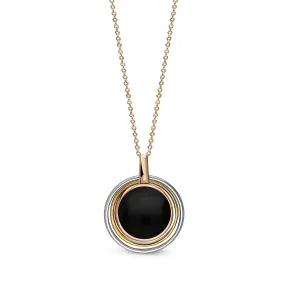 Rose Gold Vermeil Whitby Jet Contemporary Round Hoop Pendant