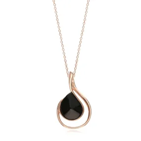 Rose Gold Whitby Jet Offset Pear Drop Pendant