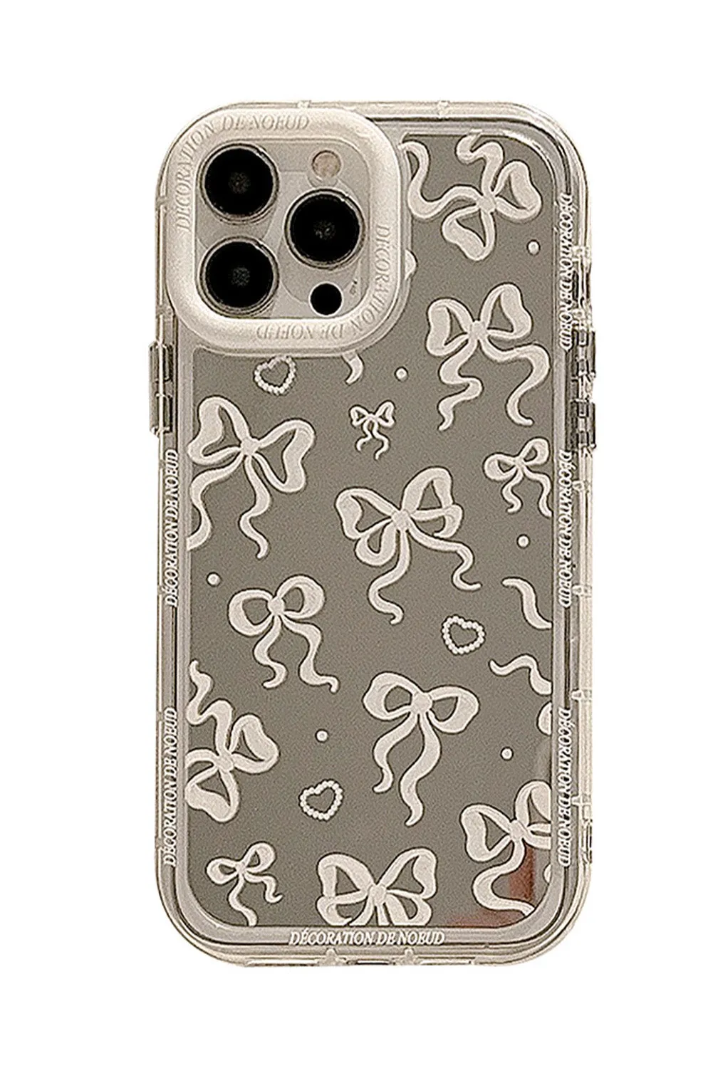 Silvery Mirror Bowknot Print Lens Protective Phone Case