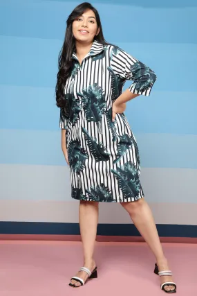 Tropical Stripes Shirt Dress