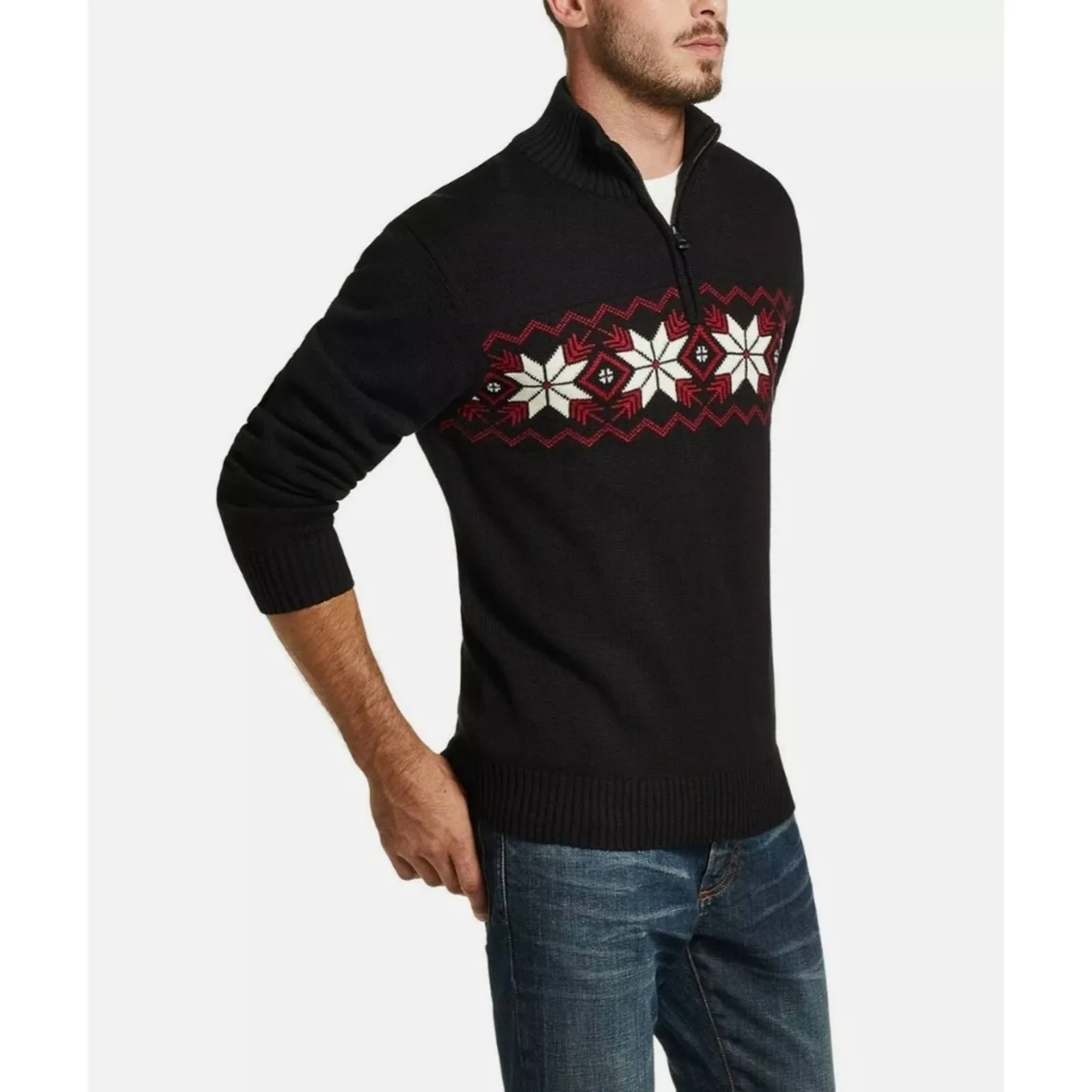 Weatherproof Vintage Snowflake Quarter Zip Sweater