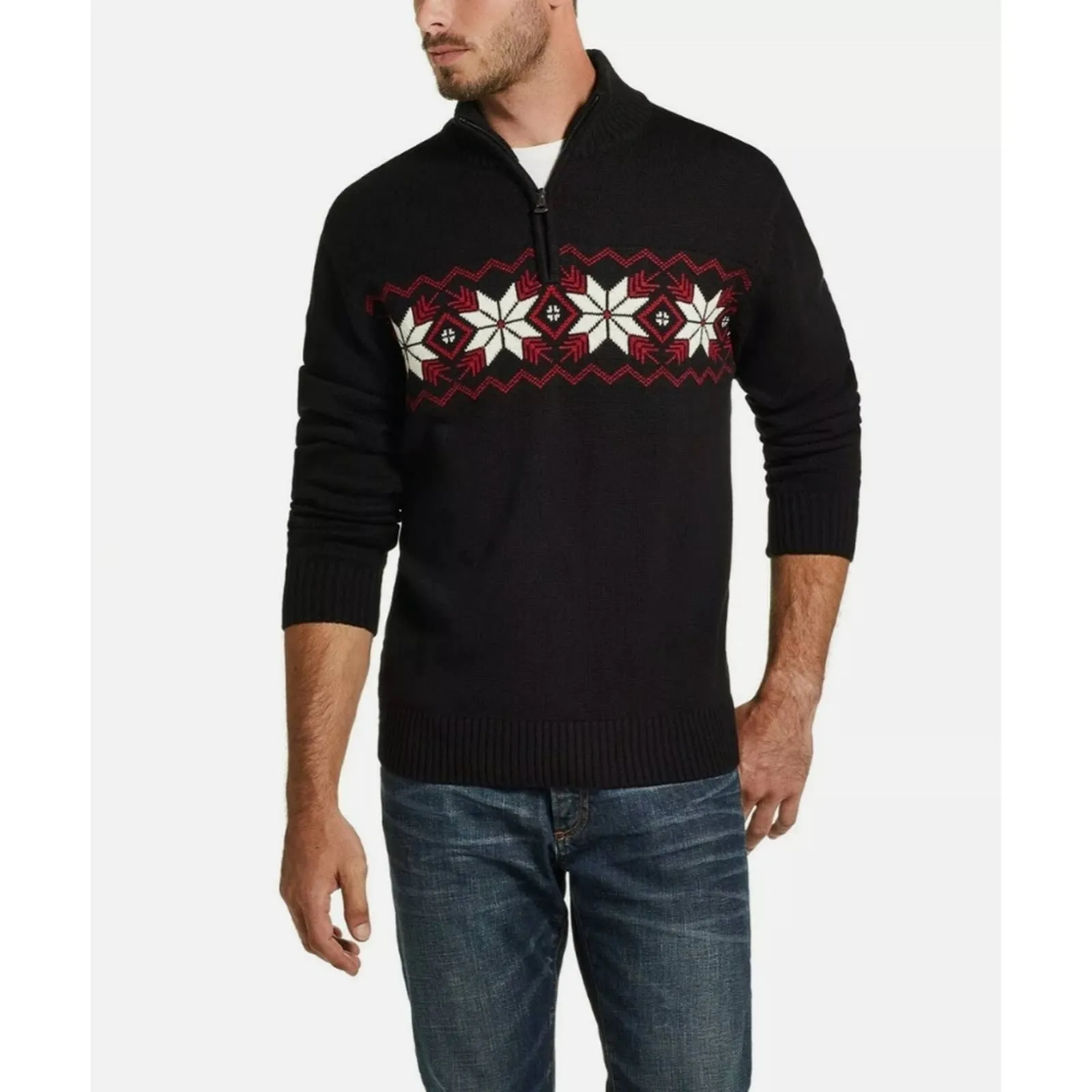 Weatherproof Vintage Snowflake Quarter Zip Sweater