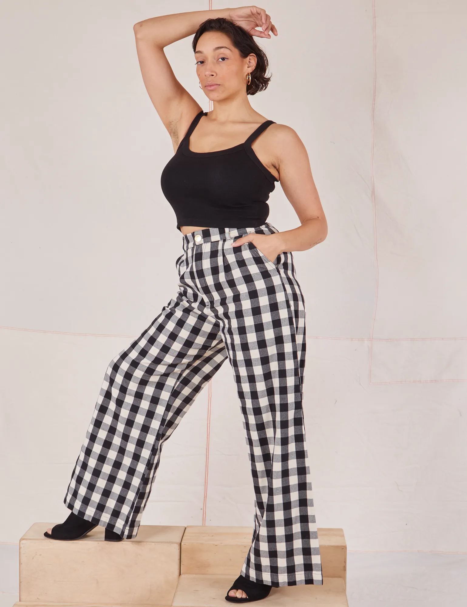 Wide Leg Trousers - Big Gingham *FINAL SALE*