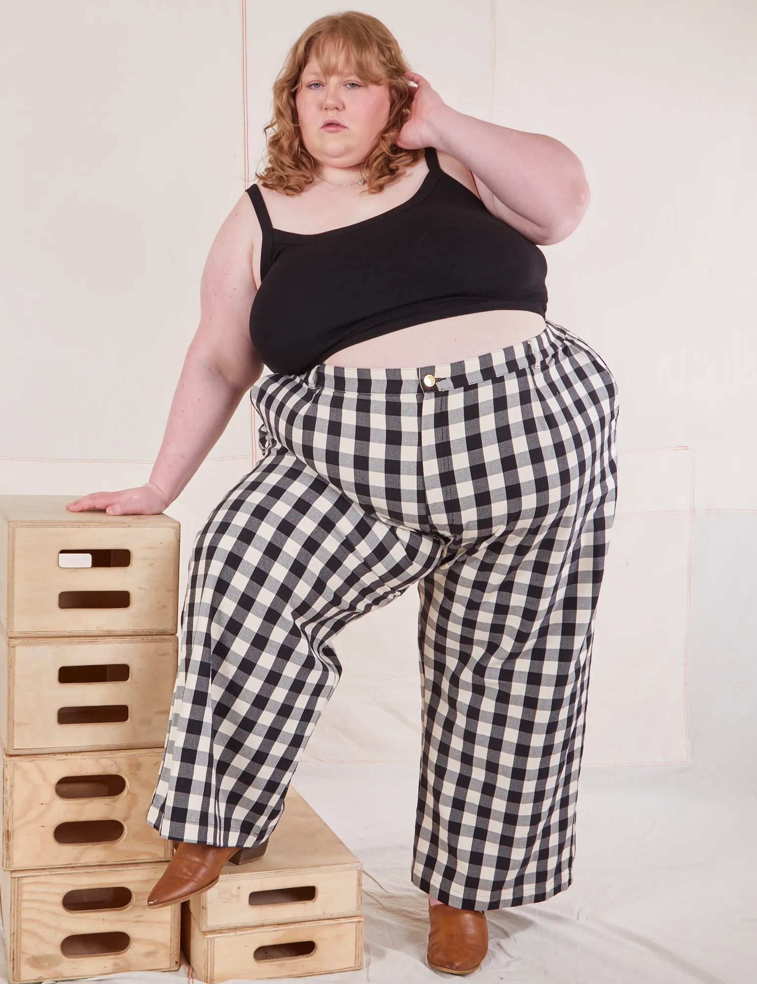 Wide Leg Trousers - Big Gingham *FINAL SALE*