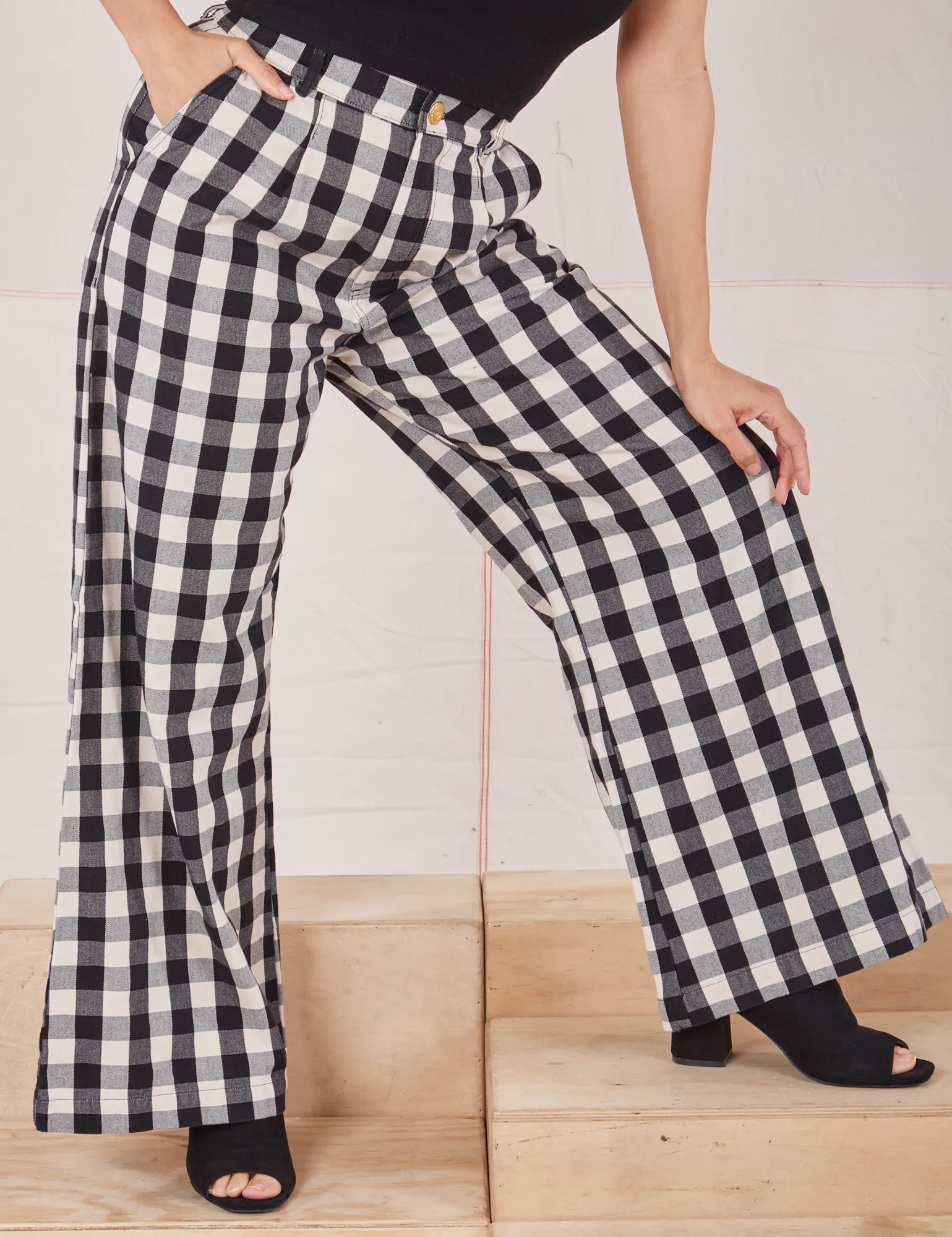 Wide Leg Trousers - Big Gingham *FINAL SALE*