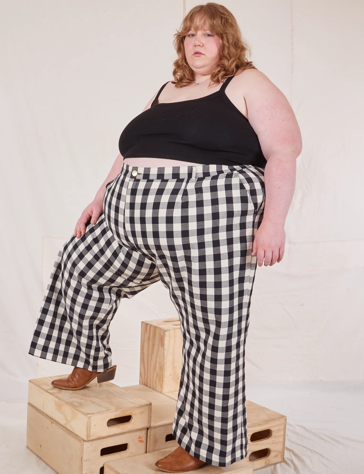 Wide Leg Trousers - Big Gingham *FINAL SALE*