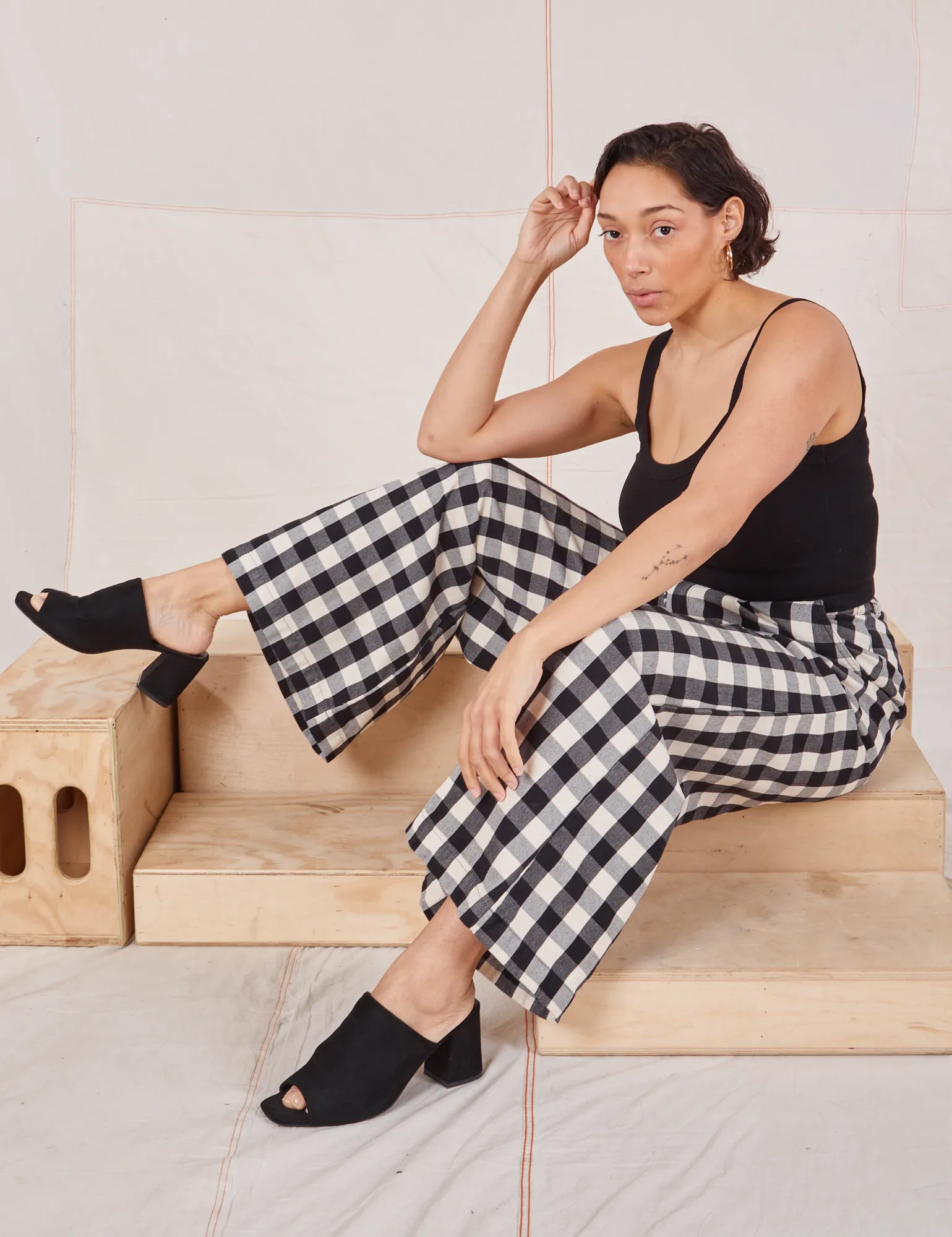 Wide Leg Trousers - Big Gingham *FINAL SALE*