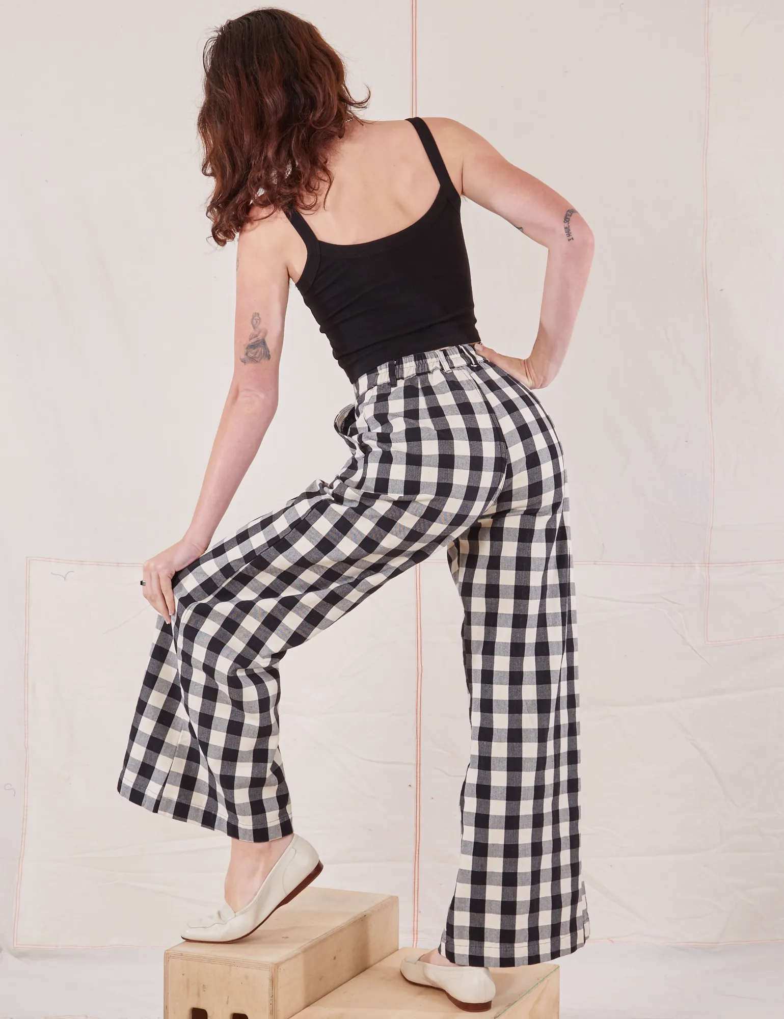 Wide Leg Trousers - Big Gingham *FINAL SALE*