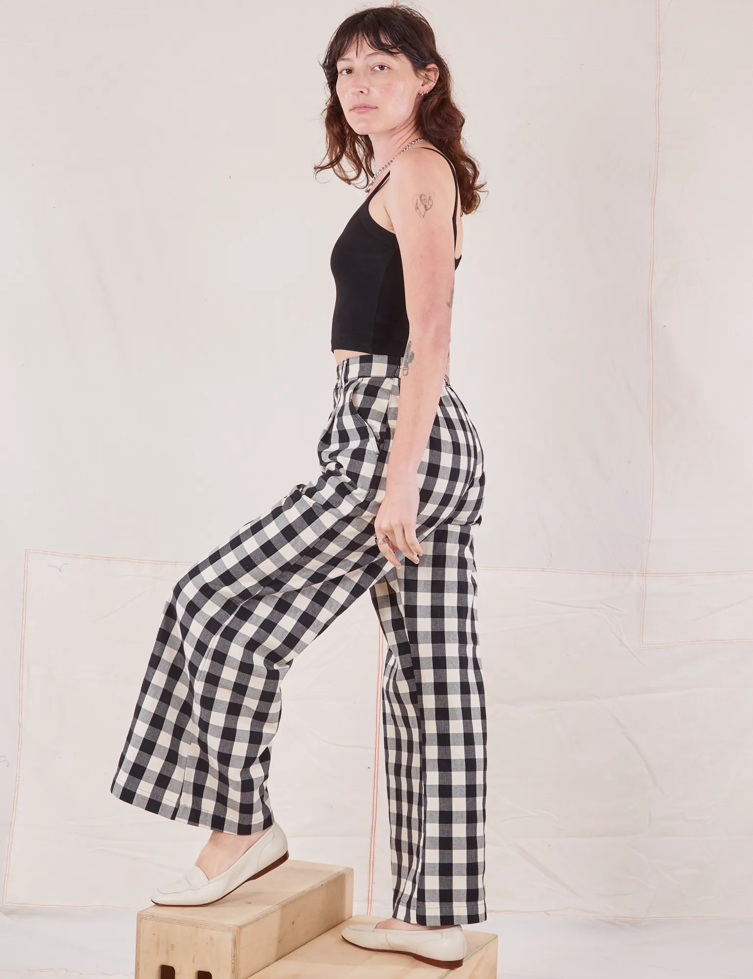 Wide Leg Trousers - Big Gingham *FINAL SALE*