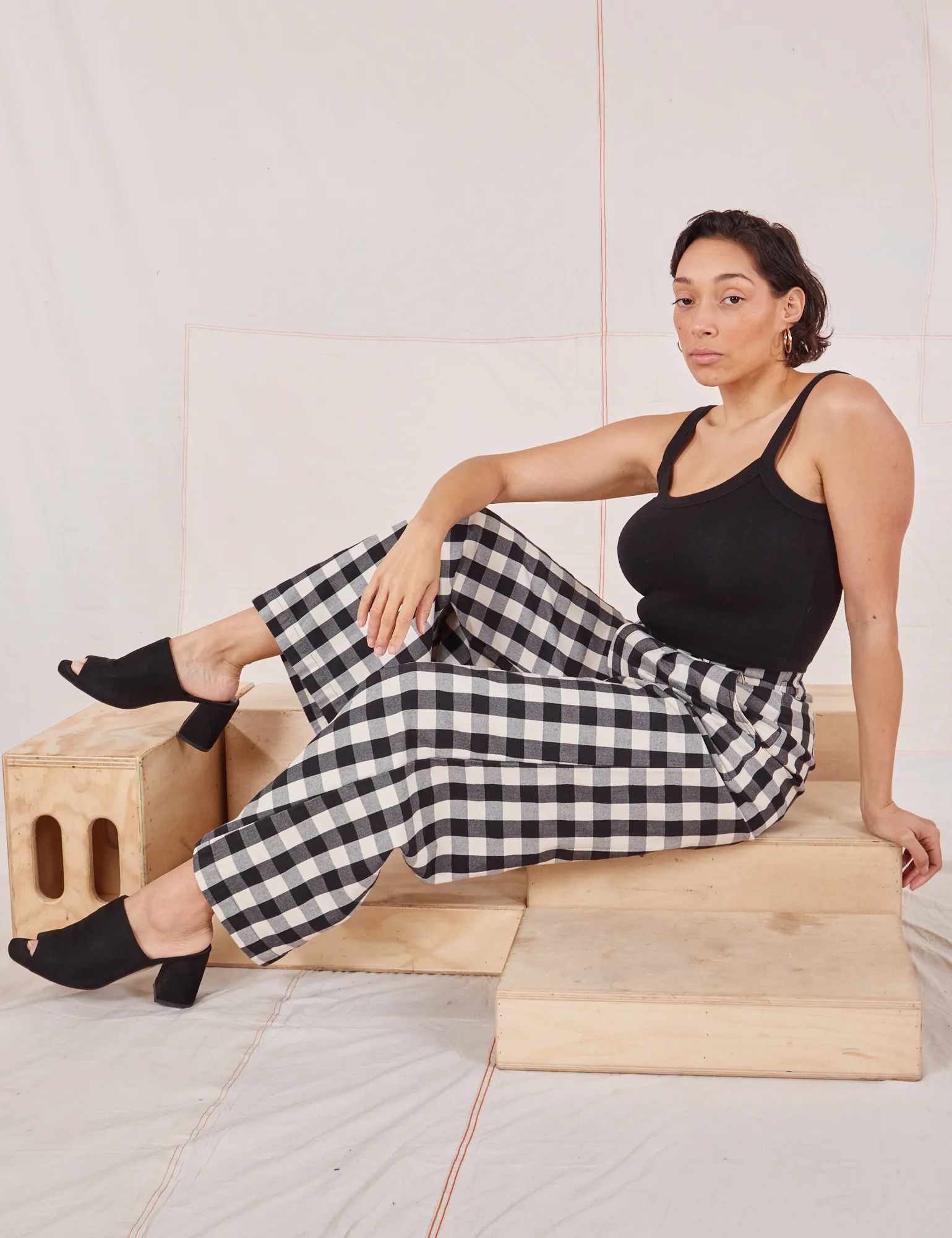 Wide Leg Trousers - Big Gingham *FINAL SALE*